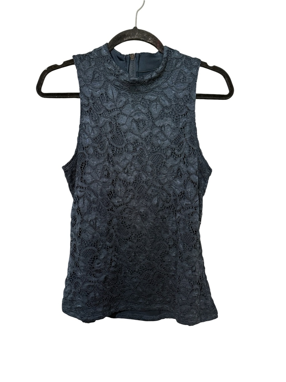 Kyodan Golf Lace Mock Neck Sleeveless Top Navy Stretch Medium